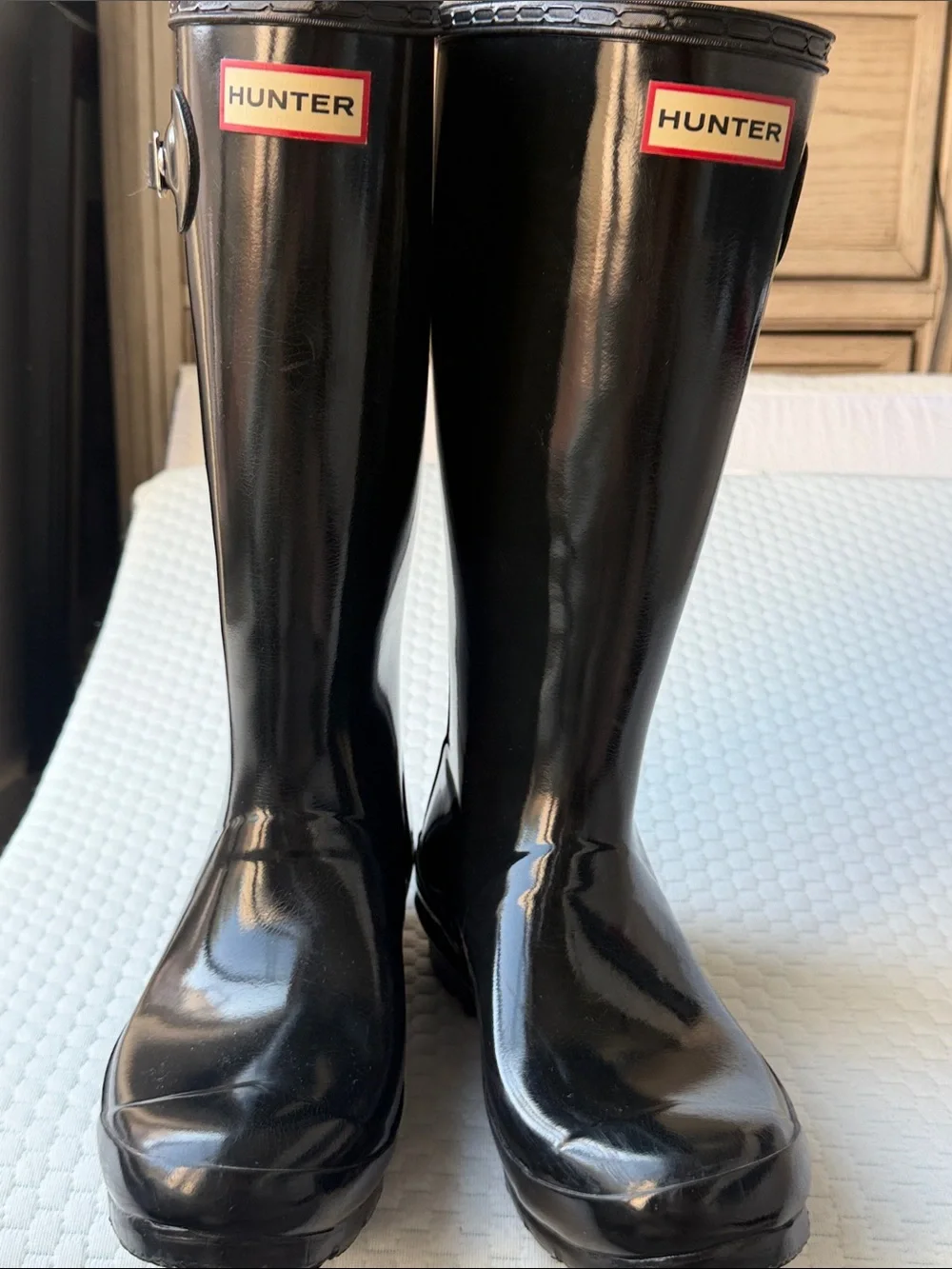 Hunter Gloss Black Knee-High Rain Boots